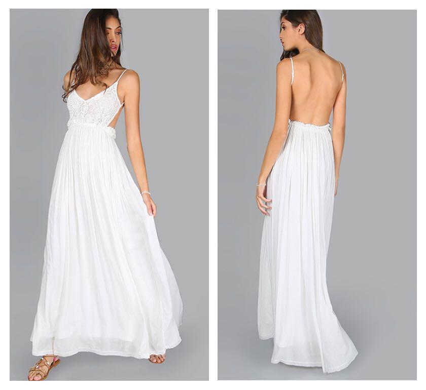 Lace overlay backless 2025 pleated maxi dress