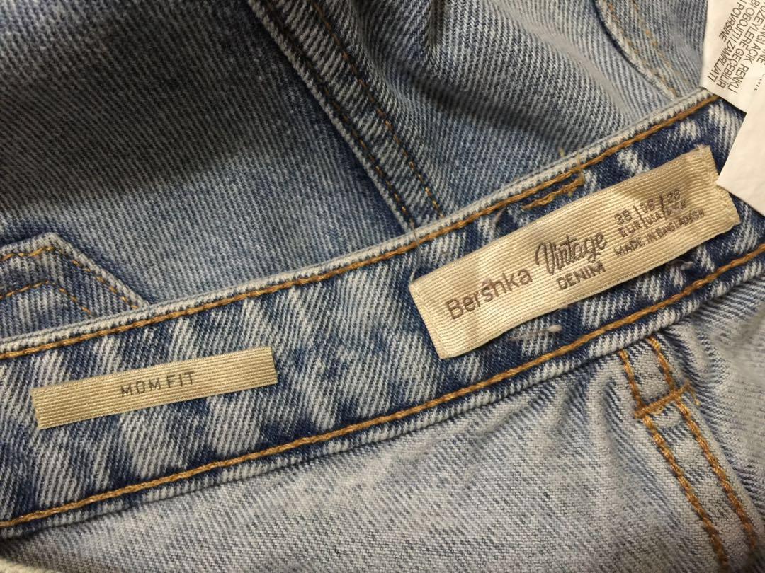Bershka High Waist Acid Wash Mom Fit Jeans Authentic Women S Fashion Clothes Pants Jeans Shorts On Carousell