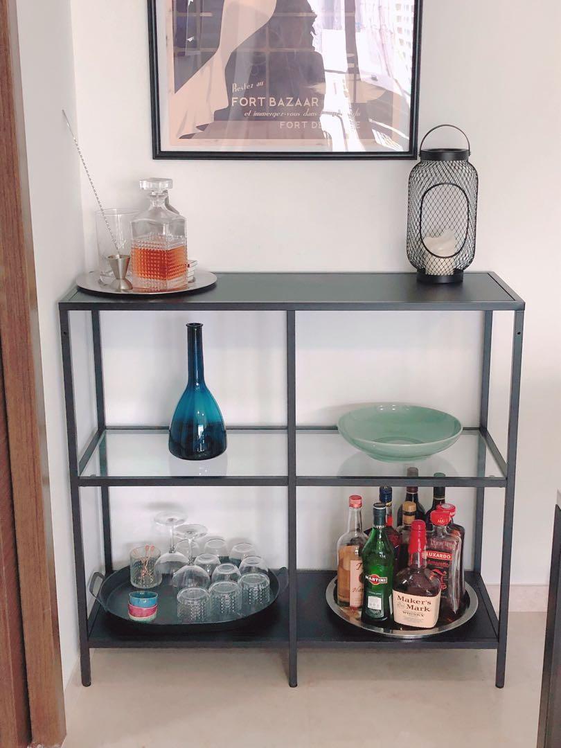 Black Ikea Vittsjo Shelf Furniture Shelves Drawers On Carousell