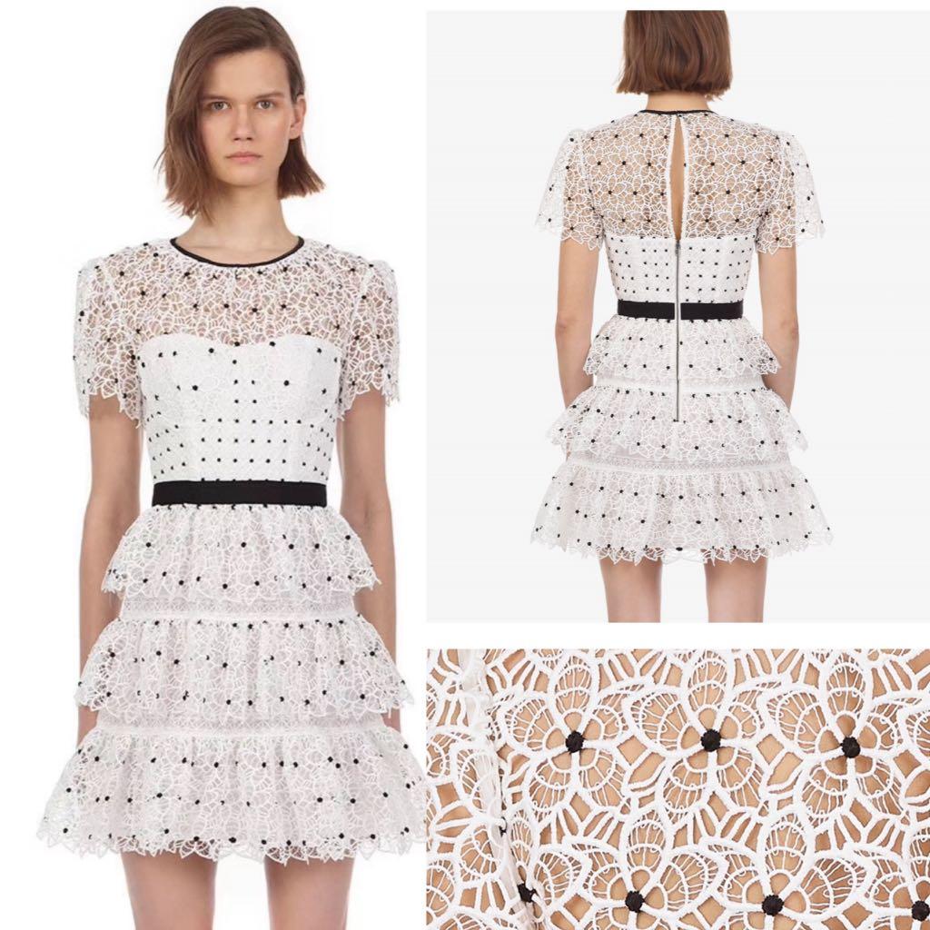 self portrait guipure mini dress