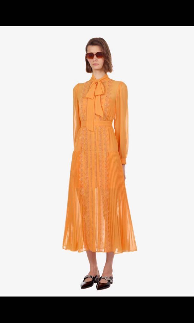 Self portrait online orange chiffon dress