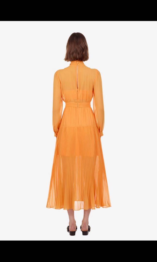 Self portrait orange chiffon trimmed dress 2025