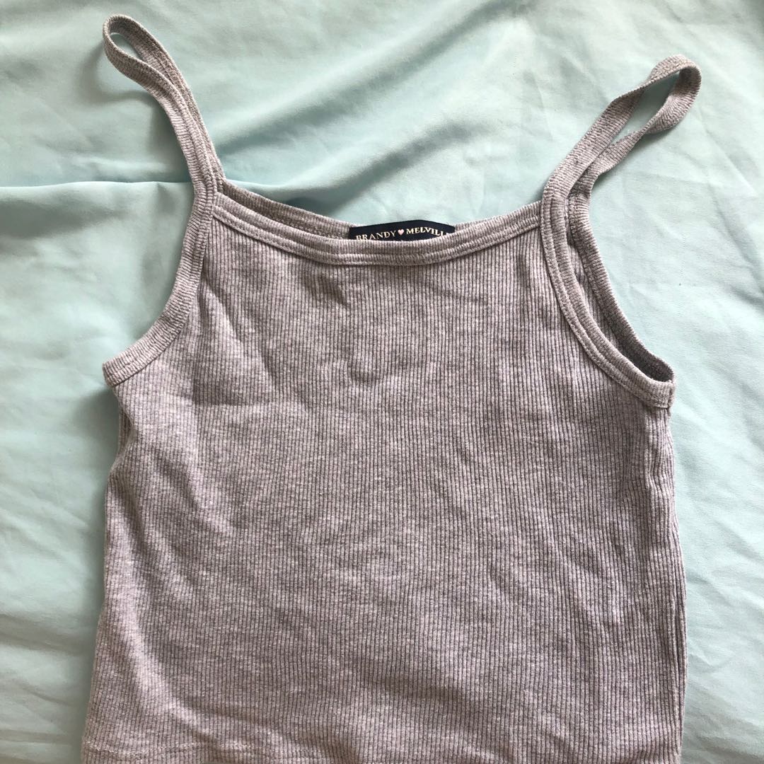 brandy melville grey belle ribbed lace set, Women's Fashion, Tops, Other  Tops on Carousell