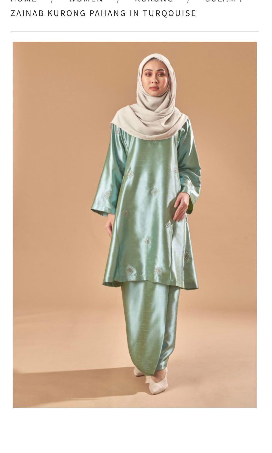 Calaqisya Sulam Kurung Zainab Pahang In Turquoise Xs Women S Fashion Muslimah Fashion On Carousell