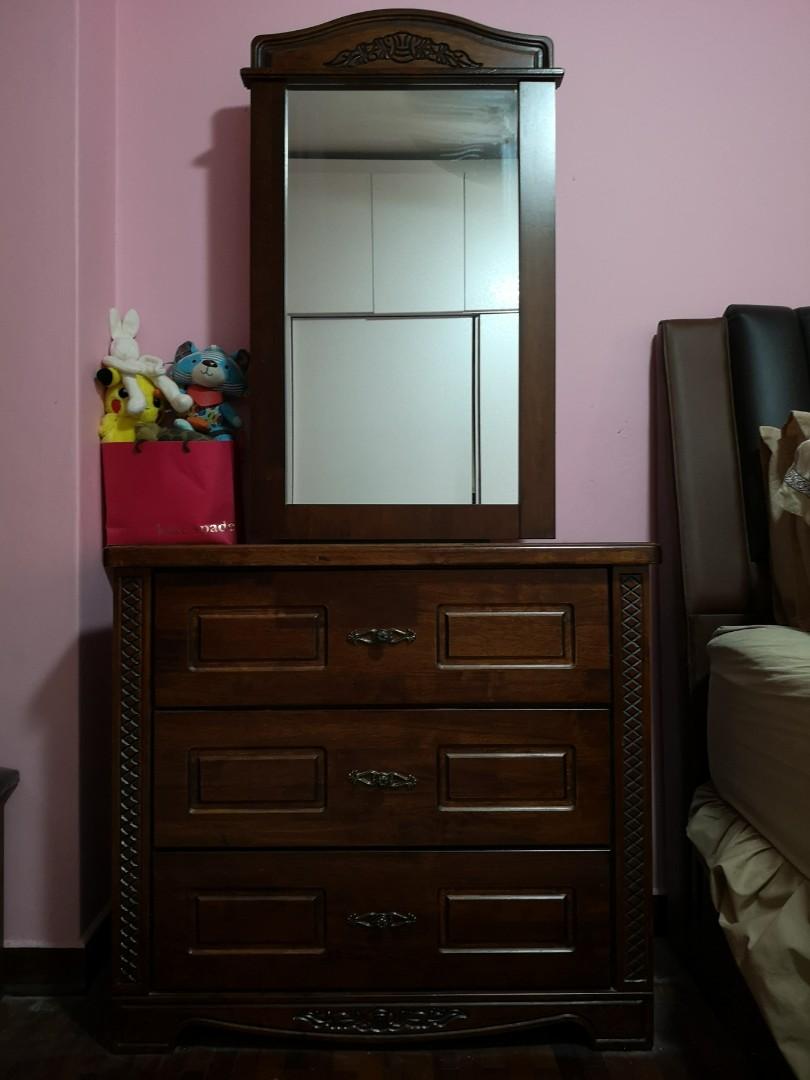 Dresser With Drawerirror Sliding Storage Behind