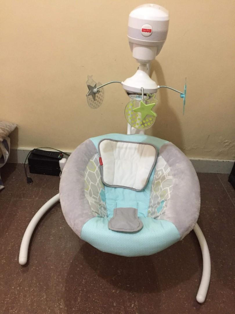 Fisher Price Electric Cradle and Swing (Category: Infant Playtime) located in Bacoor. Submitted by yunissy (Listing ID 230217166, Image 3). Description: Bought at Canda for P11,000.00 selling for P7,000.00 (negotiable for sure buyers) No issue Excellent used condition For pick up at Sm Molino.