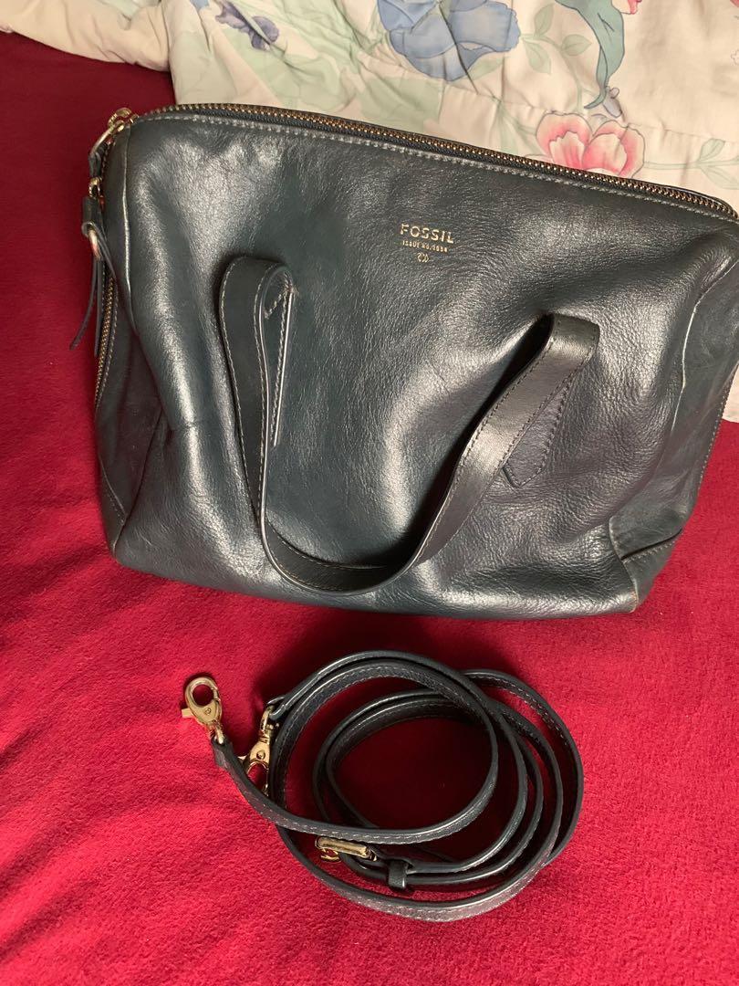 Fossil Sydney Satchel Herblue Heritage Blue Fesyen Wanita Tas Dompet di Carousell