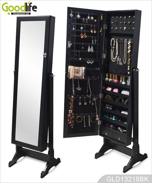 Standing Wooden Jewelry Cabinet With Mirror Furniture Shelves Standing Wooden Jewelry Cabinet With
