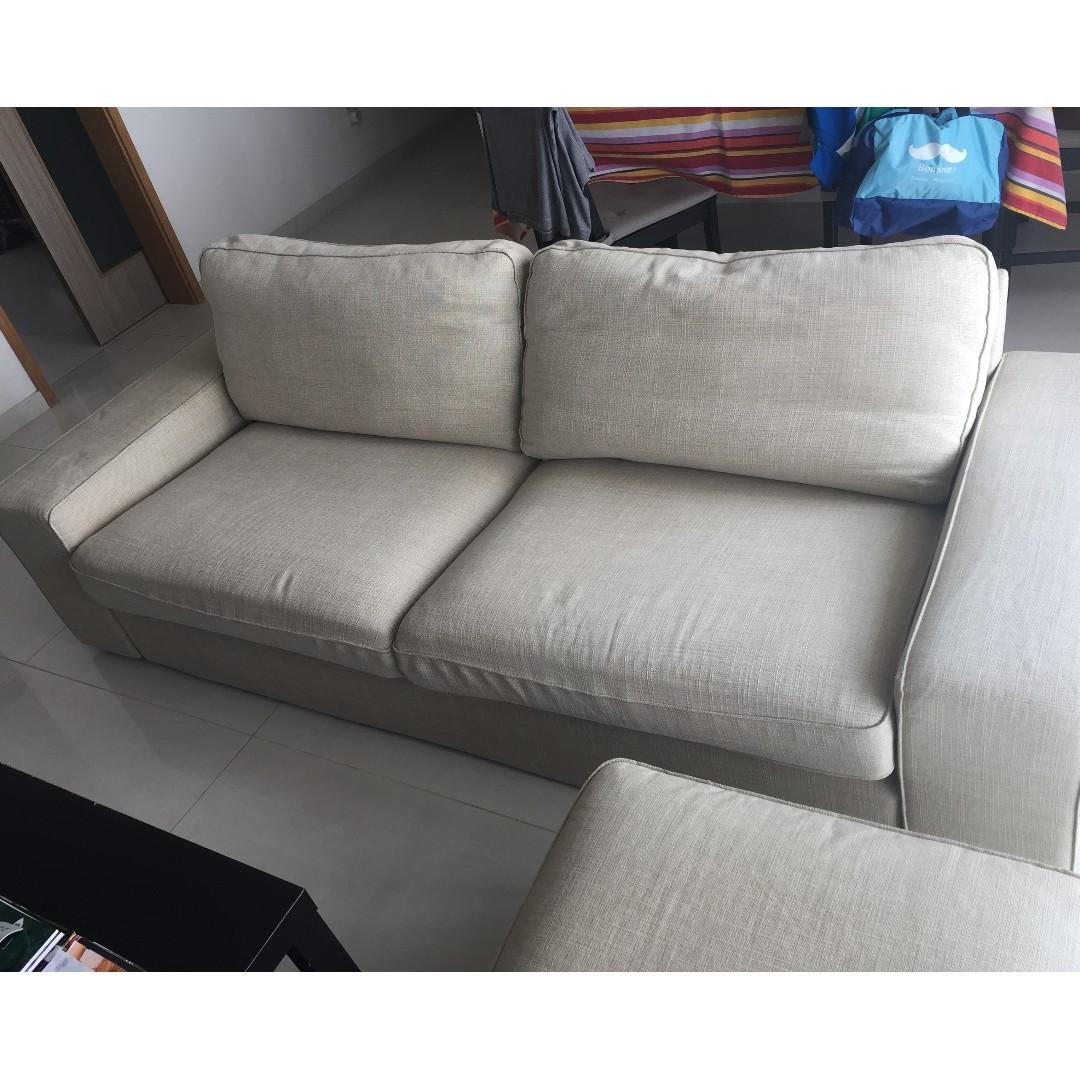 Great Sale Ikea 3 Seat Kivik Sofa Footstool With Storage Furniture Sofas On Carousell