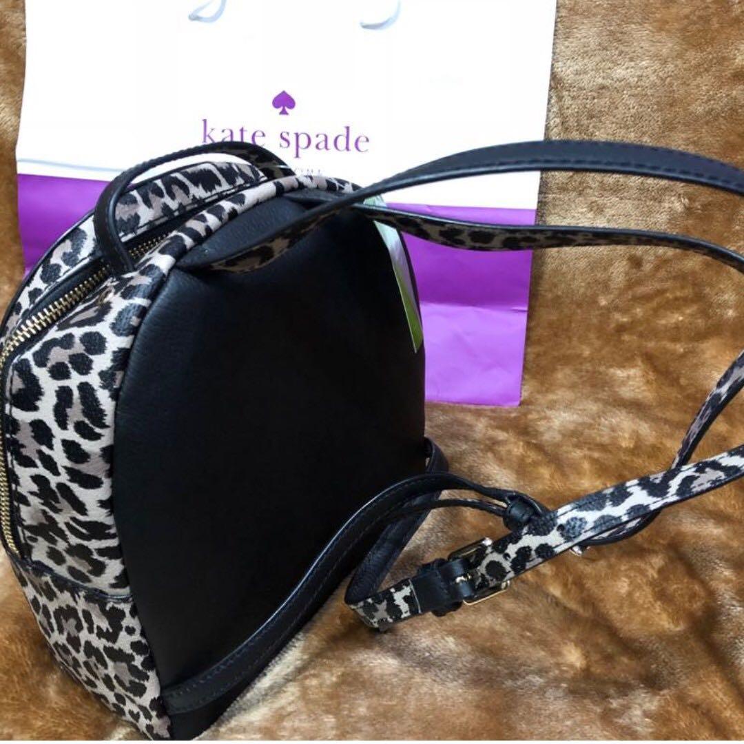Kate Spade Black Grove Street Leopard Sammi Small Leather Backpack