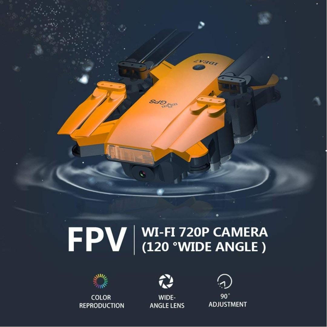 le idea IDEA7 Drone Foldable GPS 720P WIFI FPV with Auto Return Auto Hover Follow Me Mode RC Drone Live Video Camera and GPS Drone Map Location and