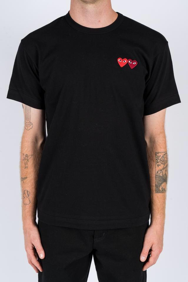 comme des garcons double heart tee