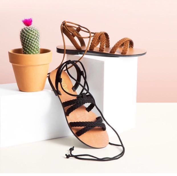 Payless lace up leg wrap sandals Green Women s Fashion Footwear Flats Sandals on Carousell