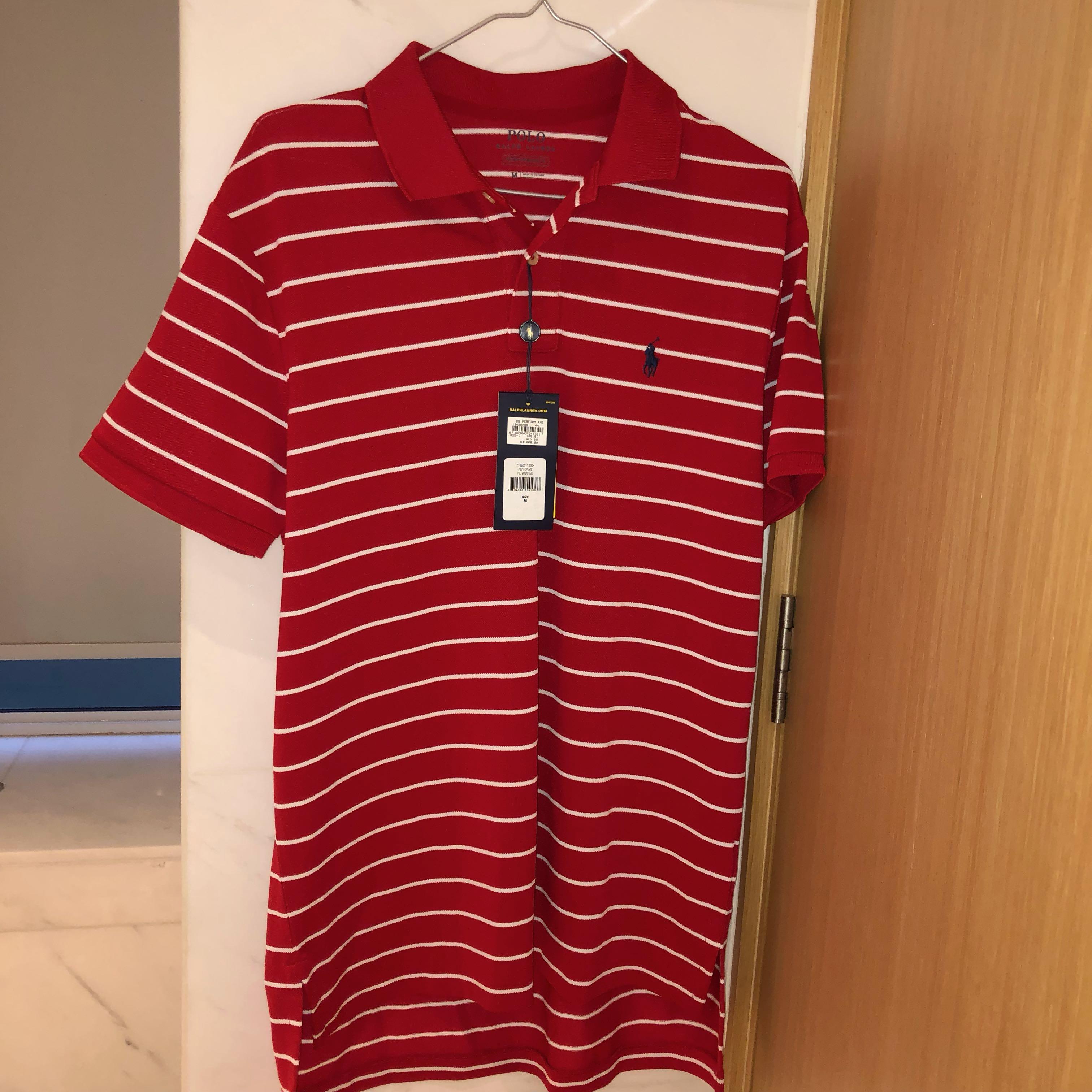 Red \u0026 White Striped Polo Tee Shirt 