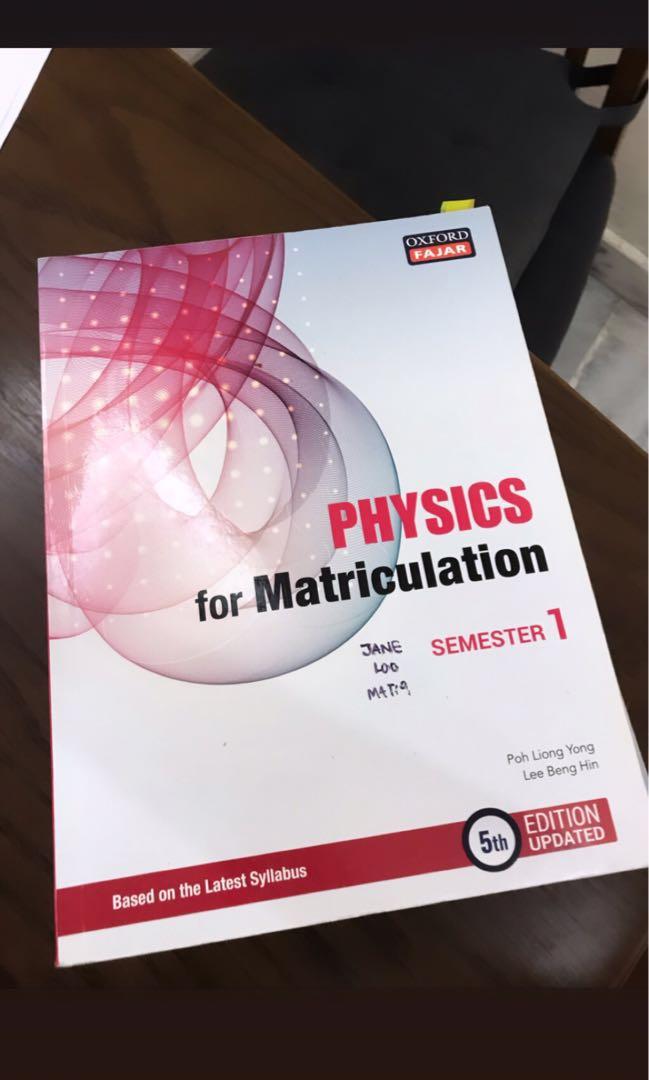 Reserved Physics For Matriculation Semester 1 Oxford Fajar