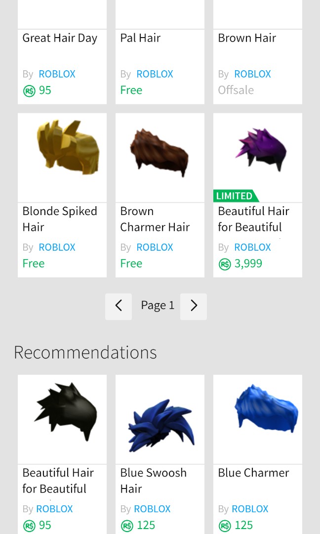 Roblox Limited Beautiful Hair For Beautiful Space People Toys