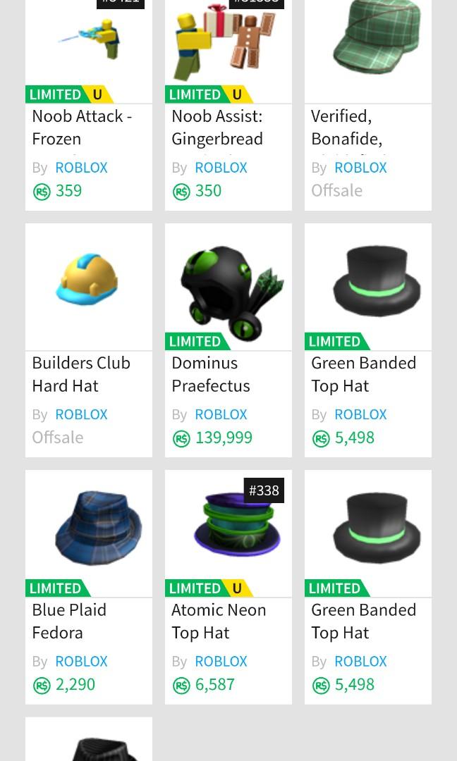 Roblox Limited Green Banded Top Hats Toys Games Video Gaming In Game Products On Carousell - offsale roblox hats