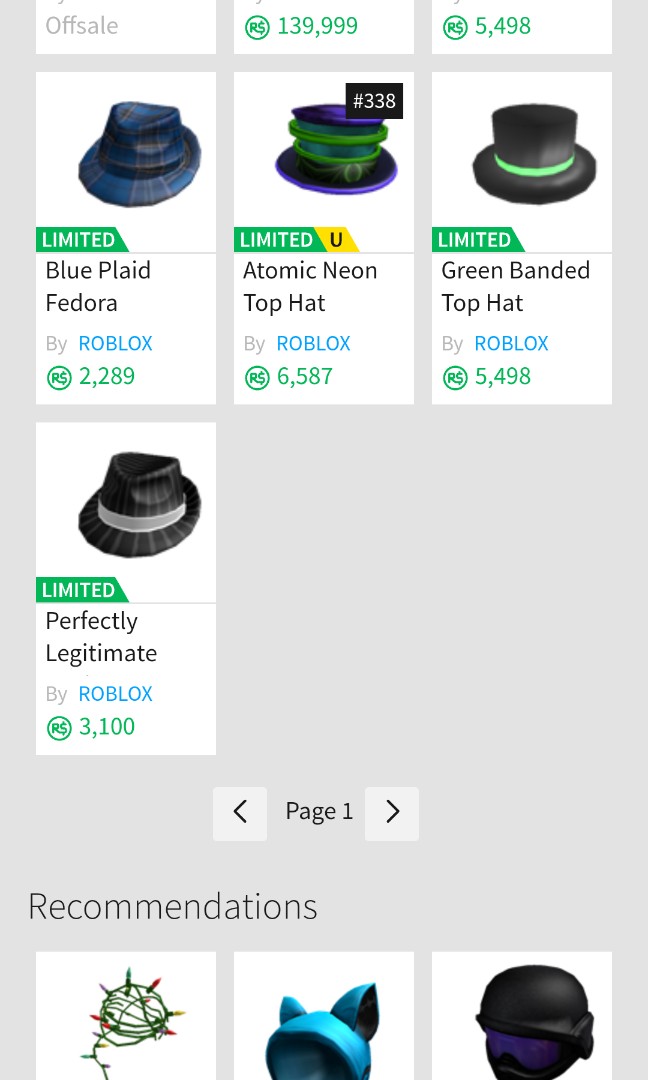 Roblox Limited Perfectly Legitimate Business Hat Toys Games