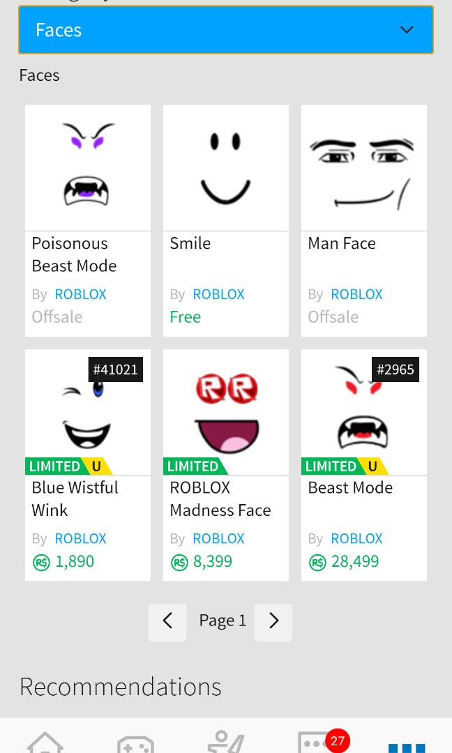Roblox Limited Roblox Madness Face Video Gaming Gaming Accessories Game Gift Cards Accounts On Carousell - roblox limited faces list