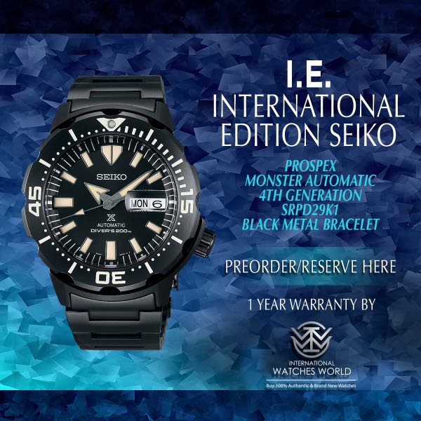 SEIKO INTERNATIONAL EDITION PROSPEX MONSTER AUTOMATIC 4TH GENERATION SRPD29K1 BLACK