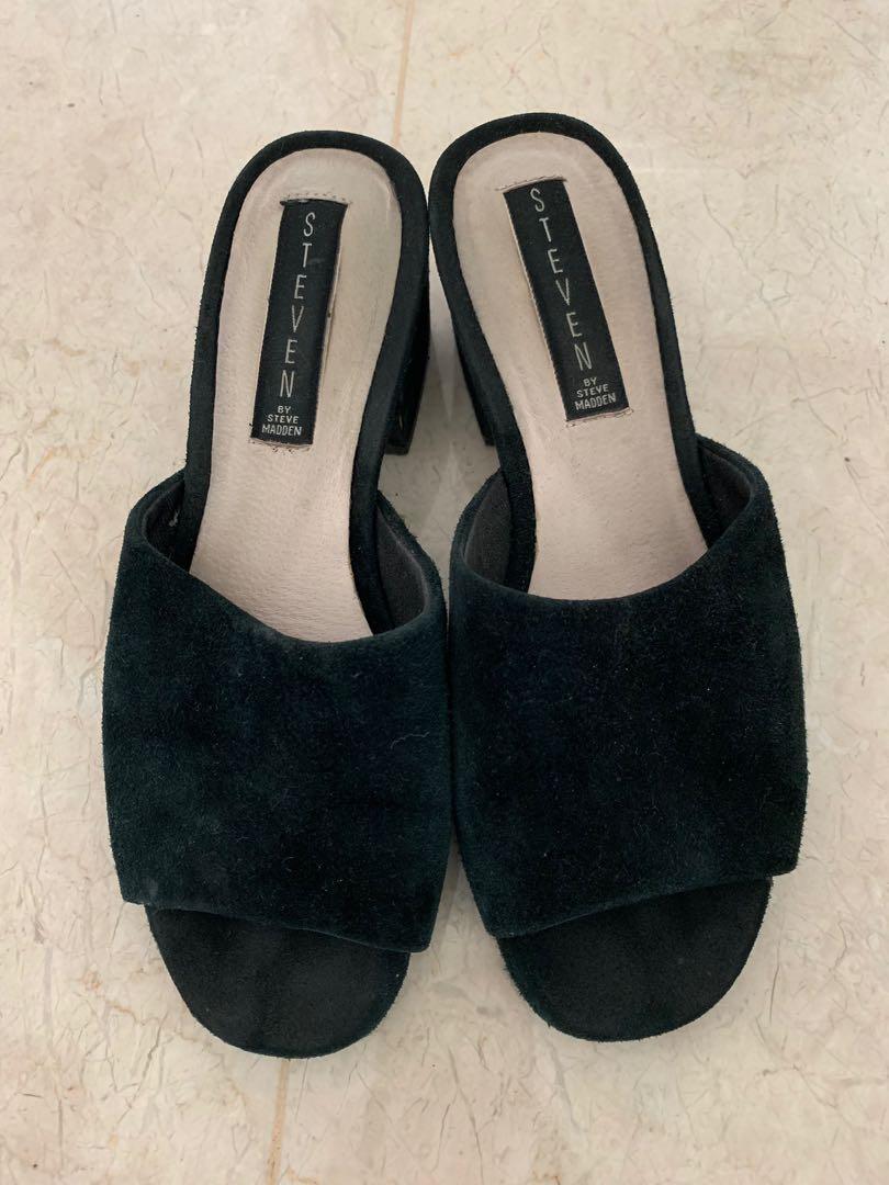 steve madden black suede mules