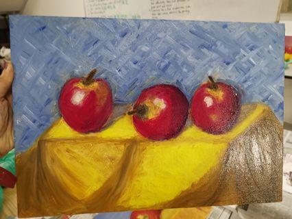 Hand painted apple oil painting