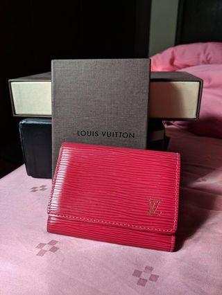 Louis Vuitton Red Epi Leather Card Case Wallet Holder 5LVL1223 at