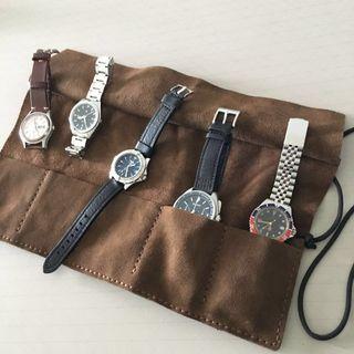 [SOLD OUT] Genuine Leather Watch Roll 5-Slots Handmade