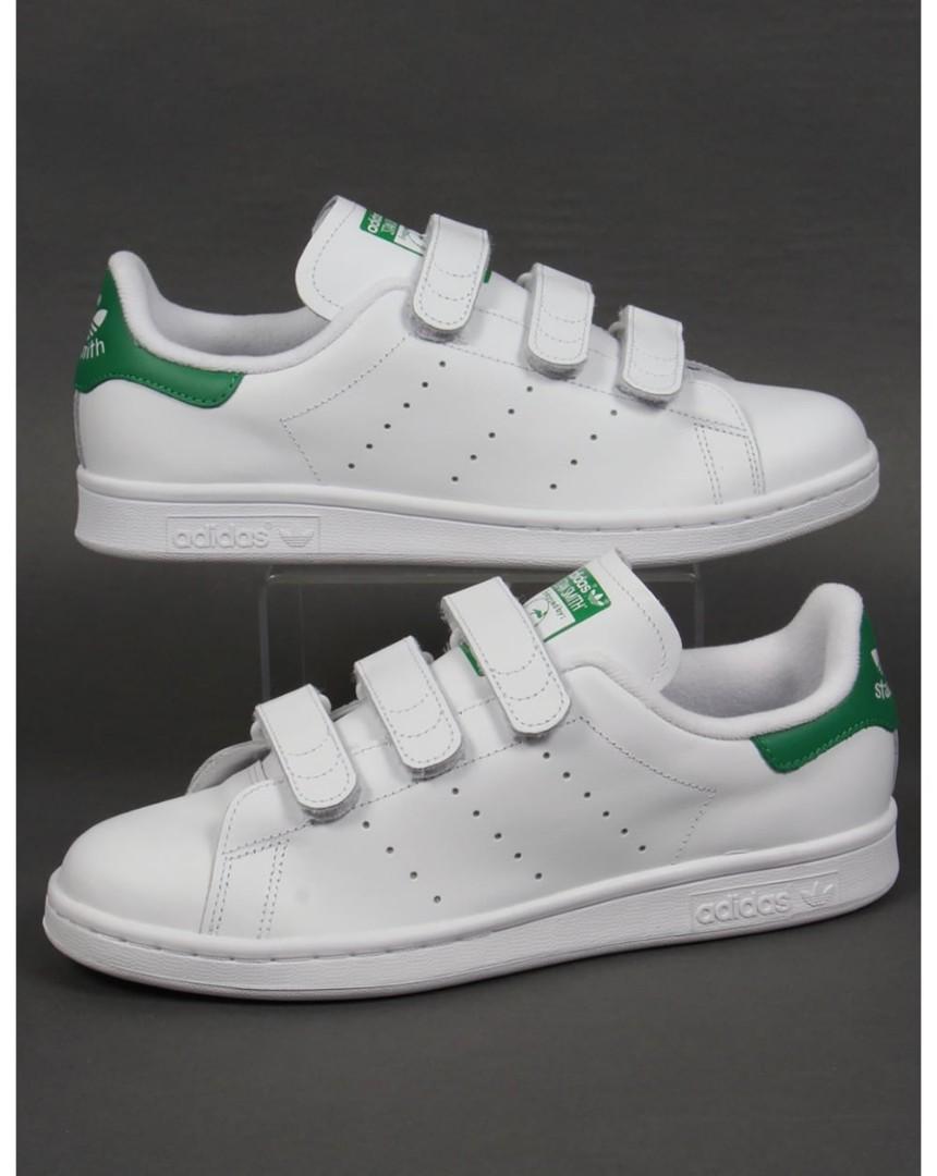 adidas stan smith velcro white green