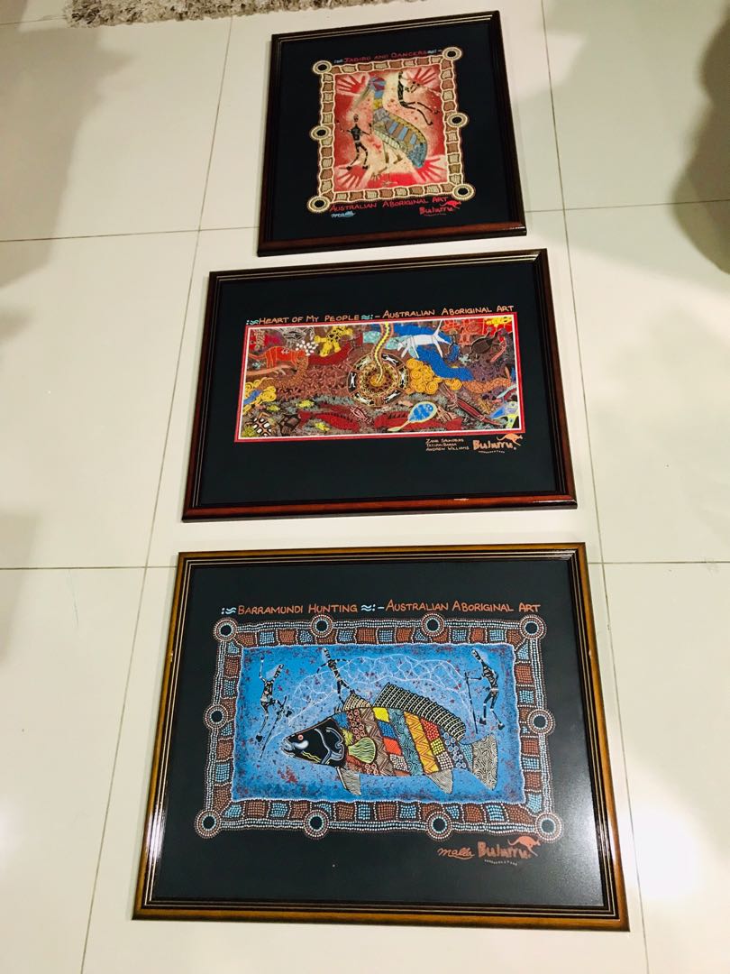 Australian Aboriginal Art in classic frames, Furniture & Home Living