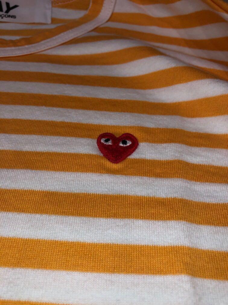 cdg yellow striped shirt