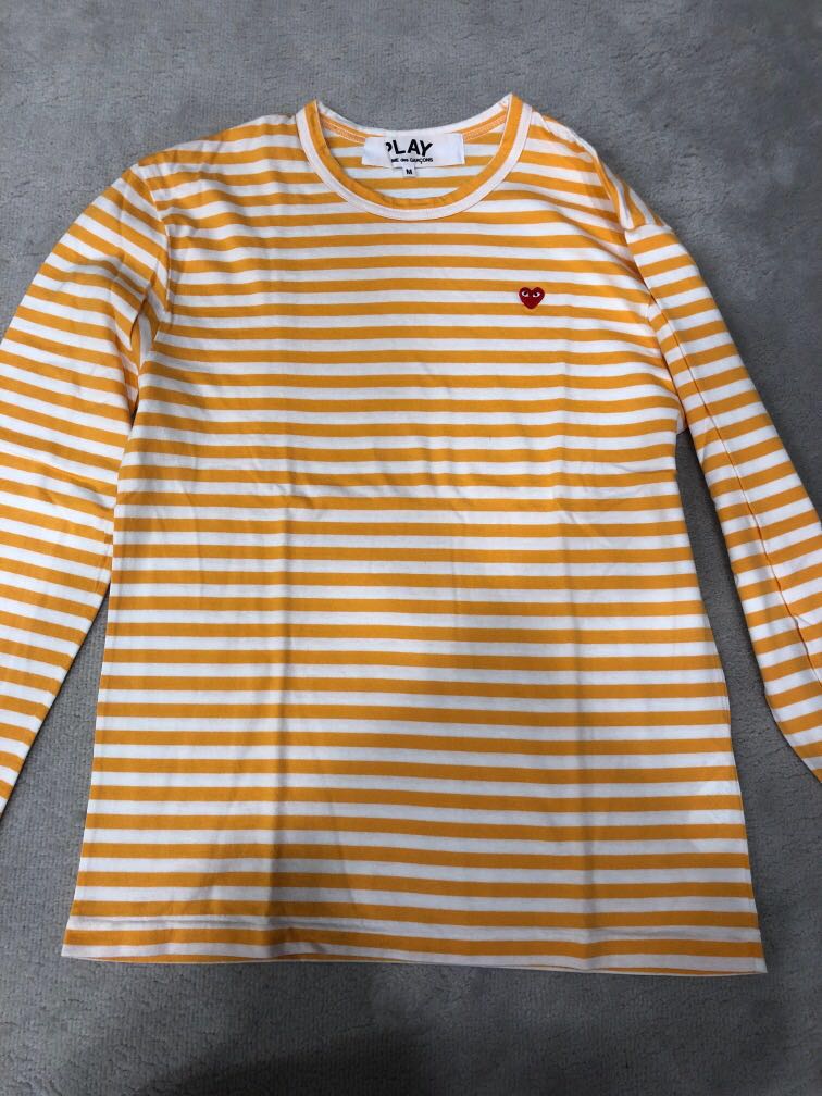 Cdg yellow striped shirt shop