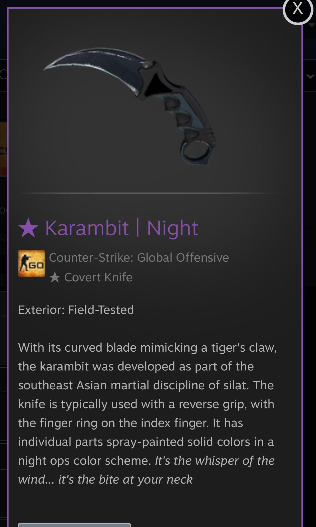 Csgo Skins Karambit Night Ft Video Gaming Gaming Accessories Game Gift Cards Accounts On Carousell hkarambit | night (ft) w clean dc hook and keys. carousell