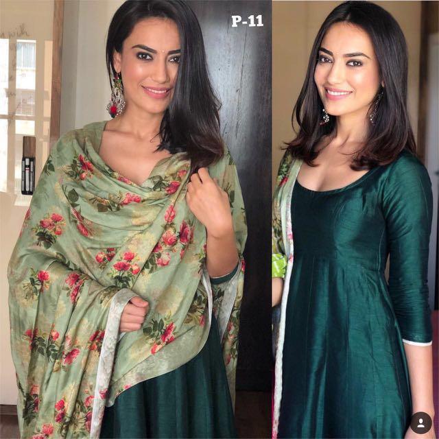 emerald green anarkali dress