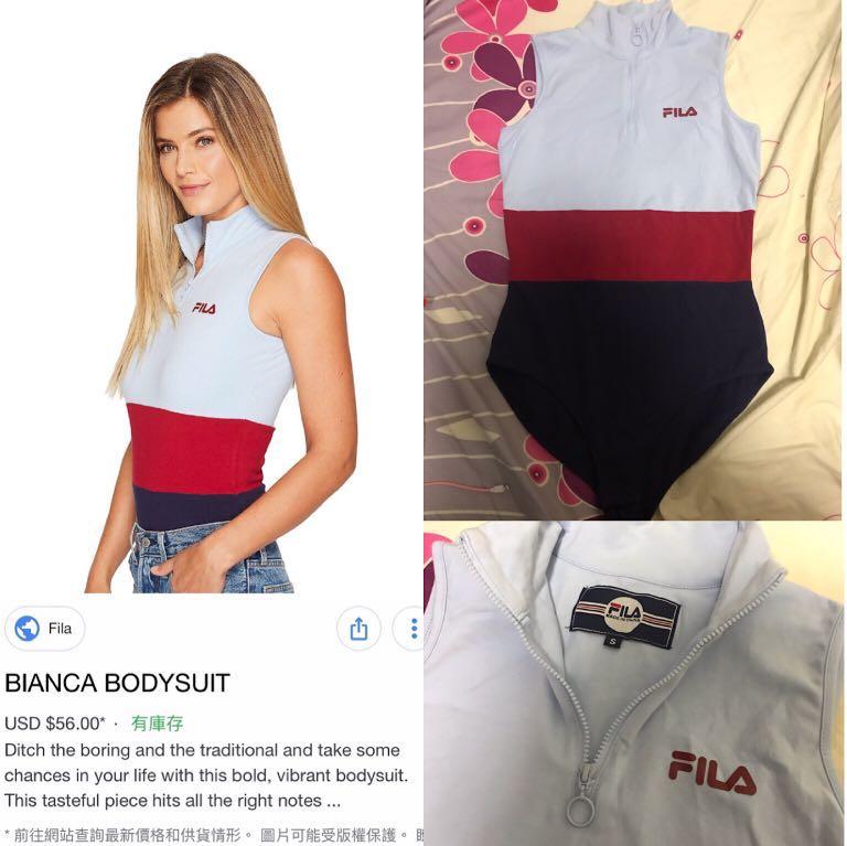Fila zip up bodysuit top