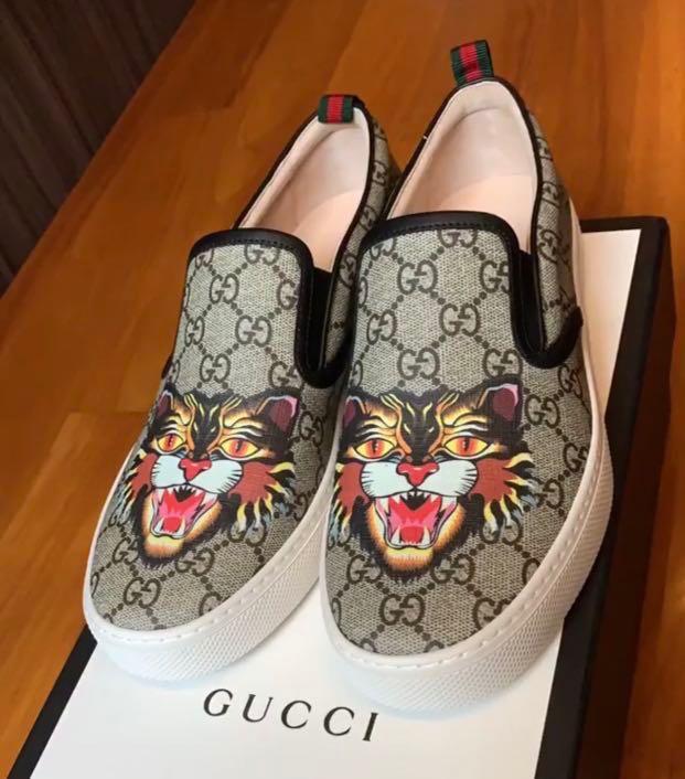 Gucci Cat Slip On, Men's Fashion 