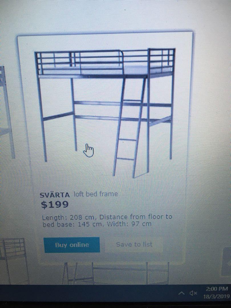 Ikea Svarta Loft Bed, Furniture & Home Living, Furniture, Bed Frames