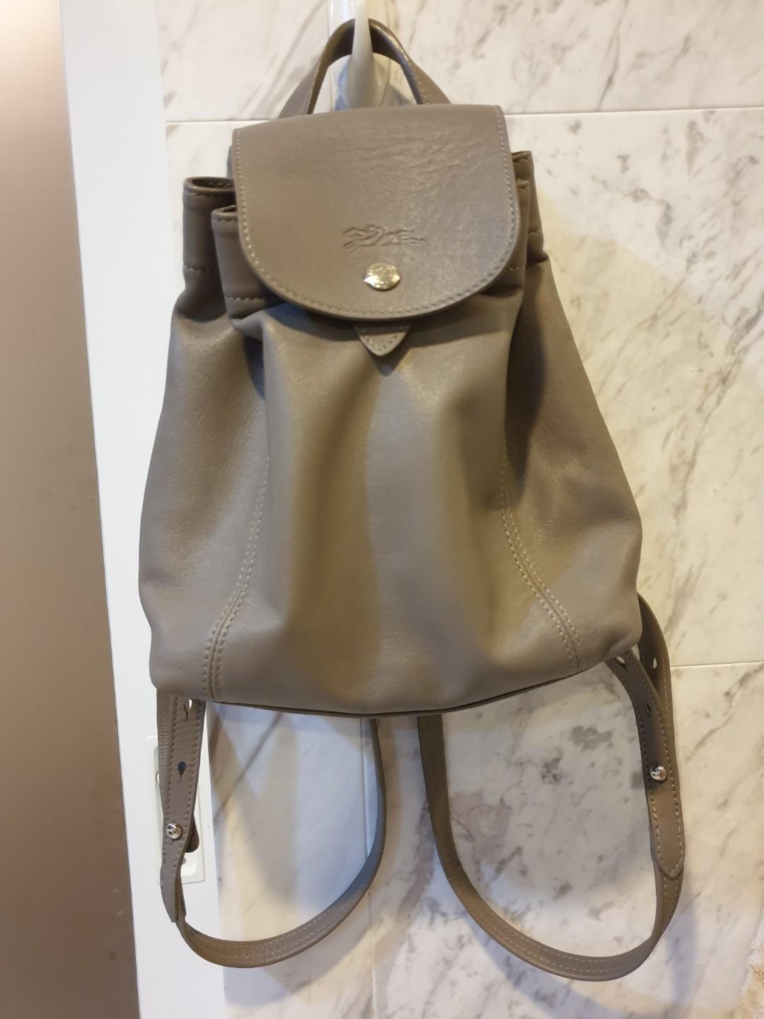 longchamp le pliage leather backpack