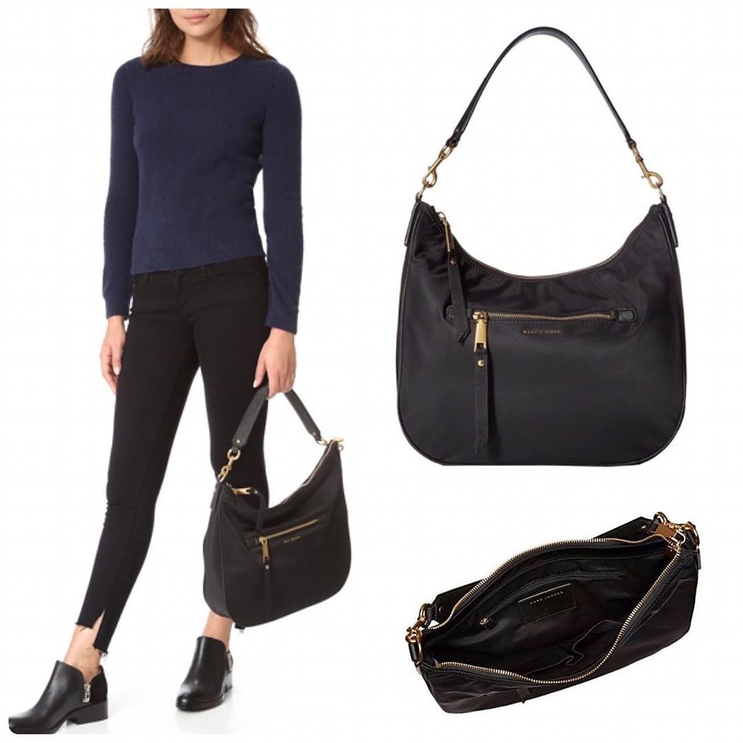MARC JACOBS TROOPER NYLON HOBO 36x28CM BLACK