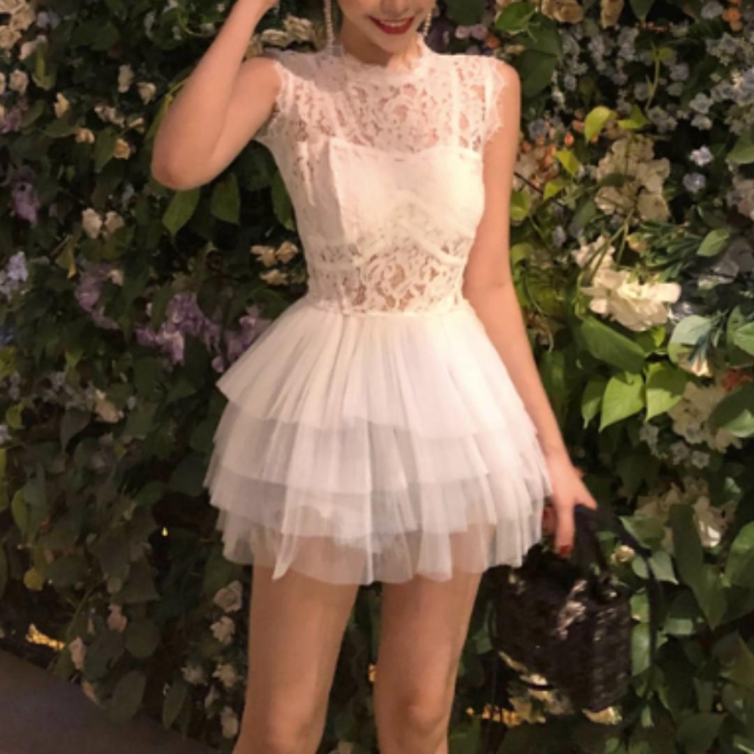 Miss Selfridge INSPIRED Sexy Lace Bustier Tulle Mini Dress