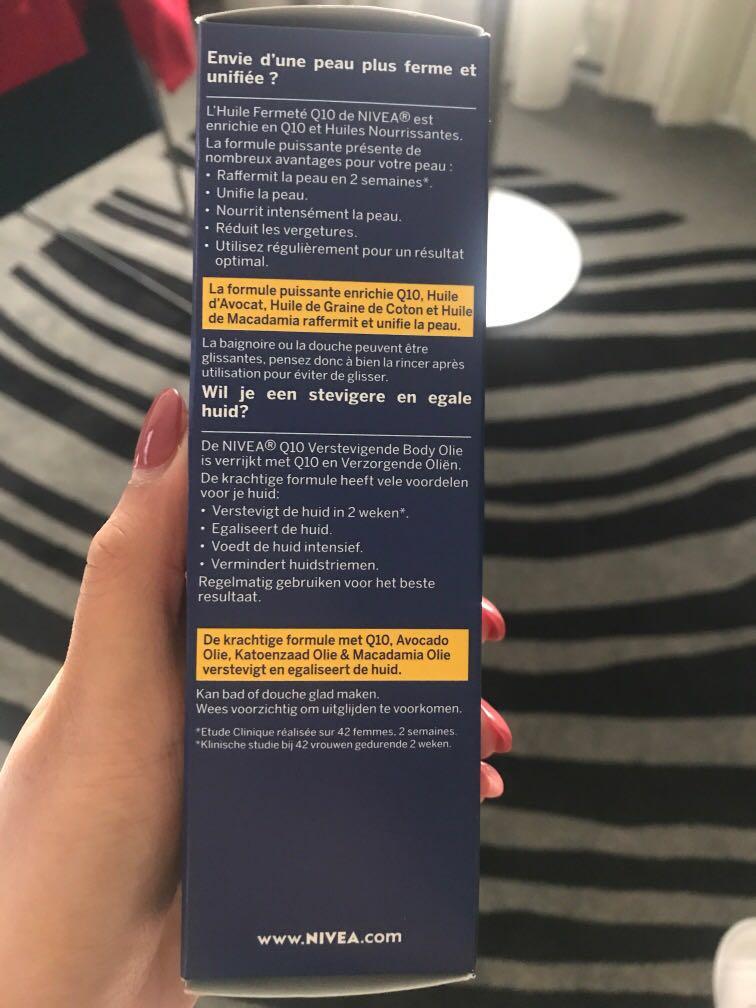 klauw Ongrijpbaar Minimaal Nivea Q10 body firming body oil (歐洲版）, 美容＆化妝品, 頭髮護理, 沐浴＆ 身體護理, 沐浴及身體護理-  身體護理- Carousell