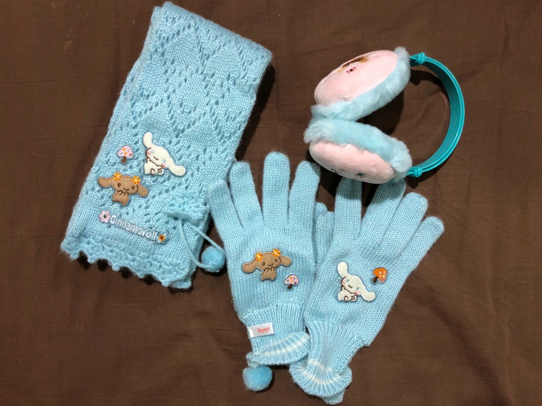 Sanrio Cinnamoroll Scarf, Gloves, Ear Muffs Set, Babies & Kids, Babies
