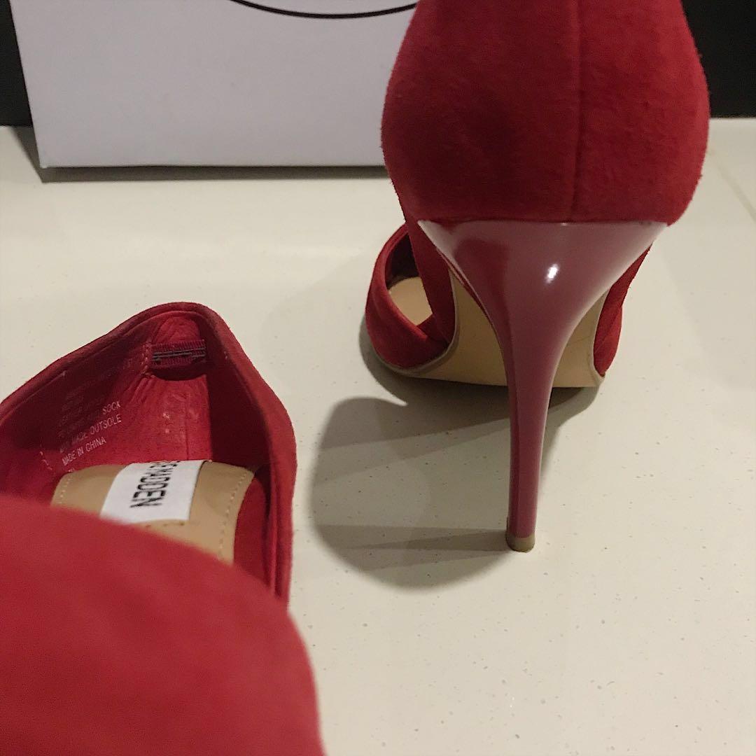 Steve Madden Varcityy Pointed D Orsay Pumps Heels lipstick red