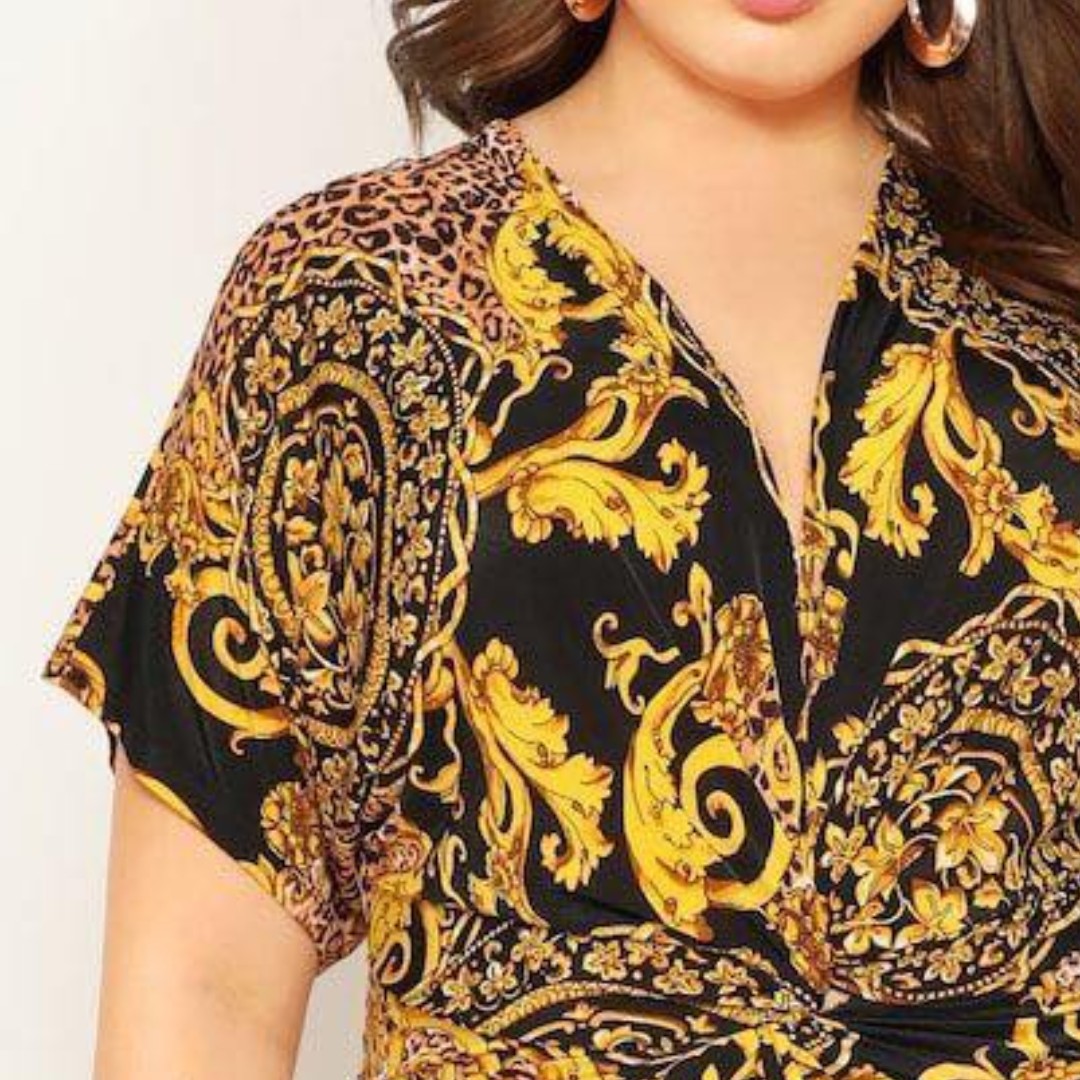 Plus size versace inspired shirt dress best sale