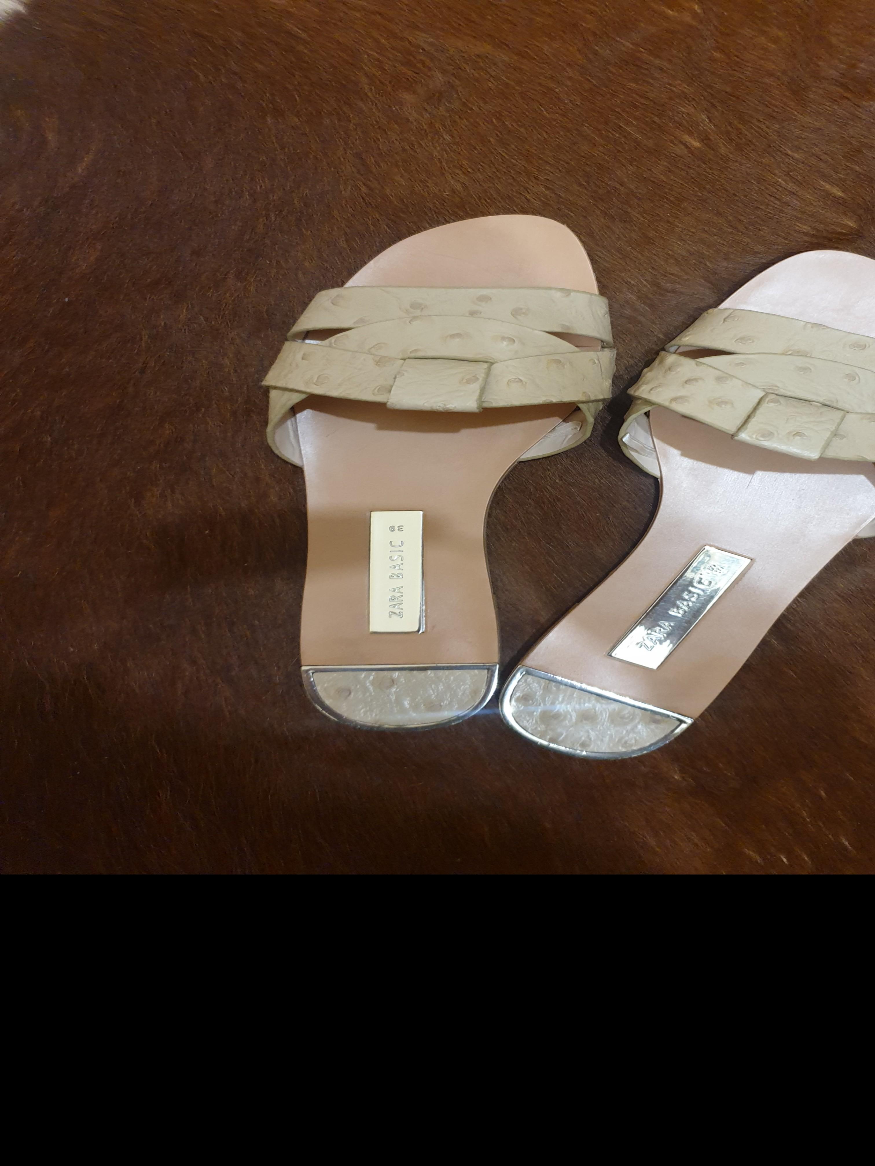 zara animal print leather flat sandals
