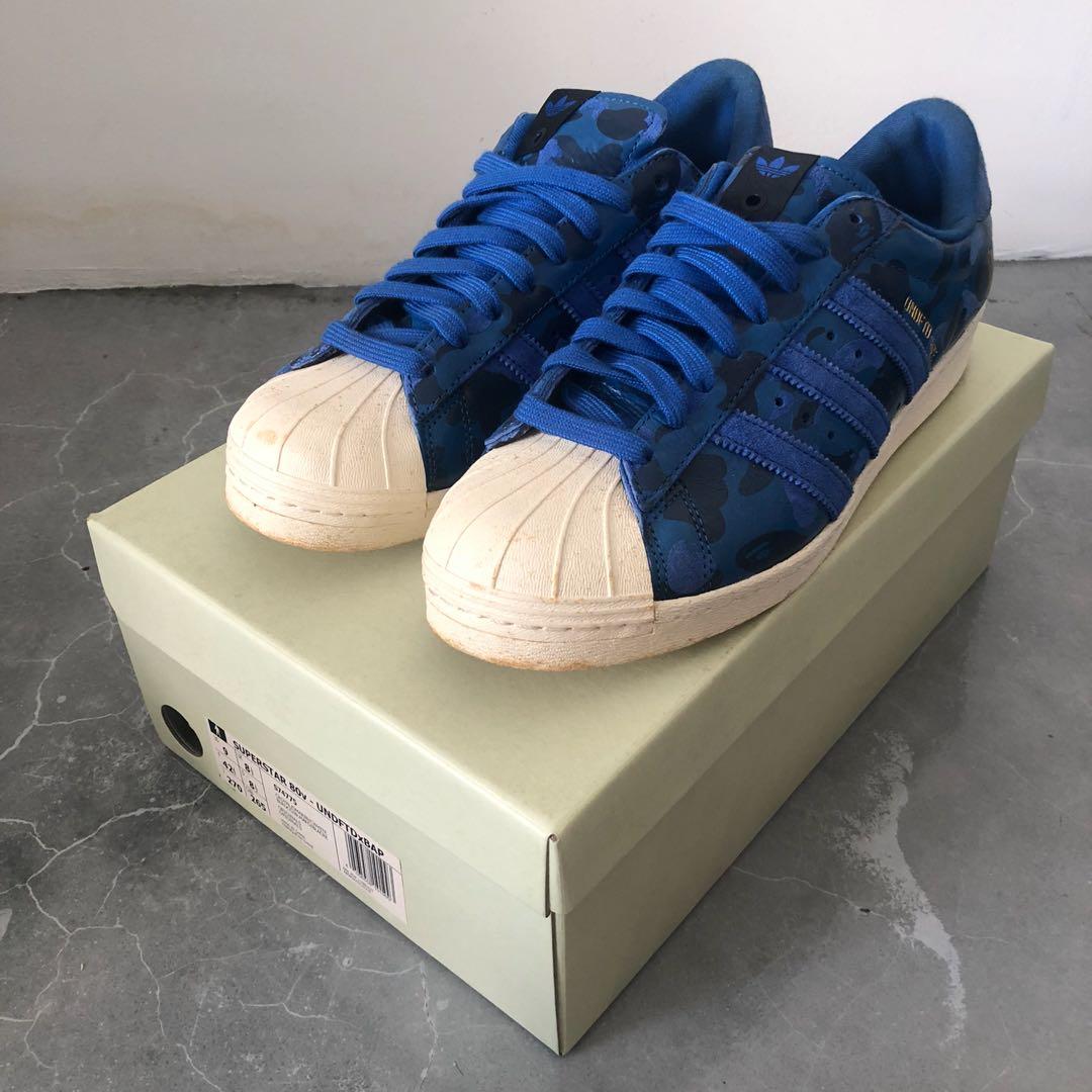 A BATHING APE x UNDEFEATED x Adidas SUPERSTAR 80v Blue Camo