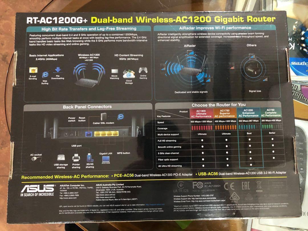 Asus Router Ac1200 Dial Band Wireless Router Rt Ac 1200g Computers Tech Parts Accessories Networking On Carousell