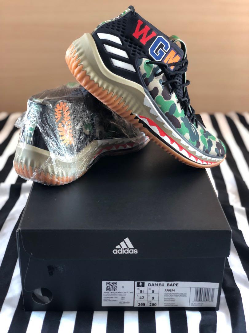 Adidas dame 4 bape green camo outlet
