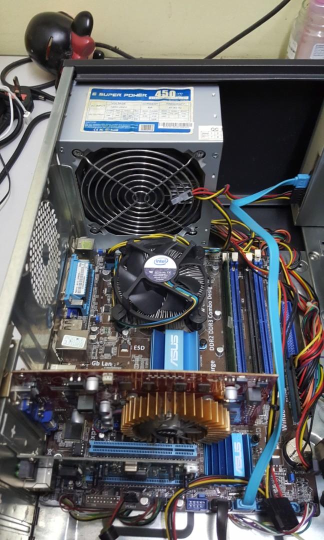 Desktop computer (Category: Computer Parts) located in Kuala Lumpur. Submitted by avenuebay (Listing ID 230552559, Image 2). Description: Intel pentium E5500 Asus mainboard 41 chip set 775 socket 2gb ddr 3 ram 500gb hdd Graphic card 1g ddr2, 128bit.