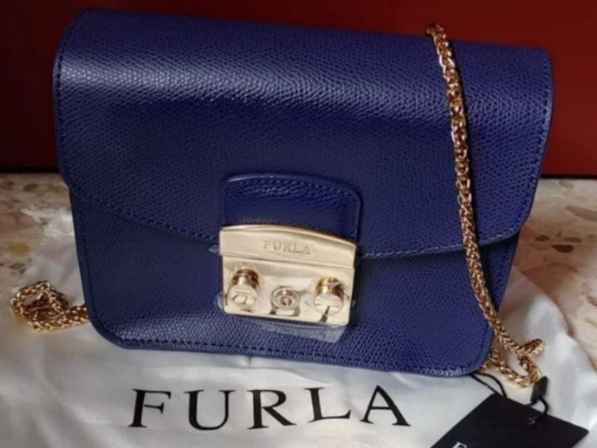 Furla Metropolis Mini Navy Blue Leather Crossbody Bag atelieryuwa